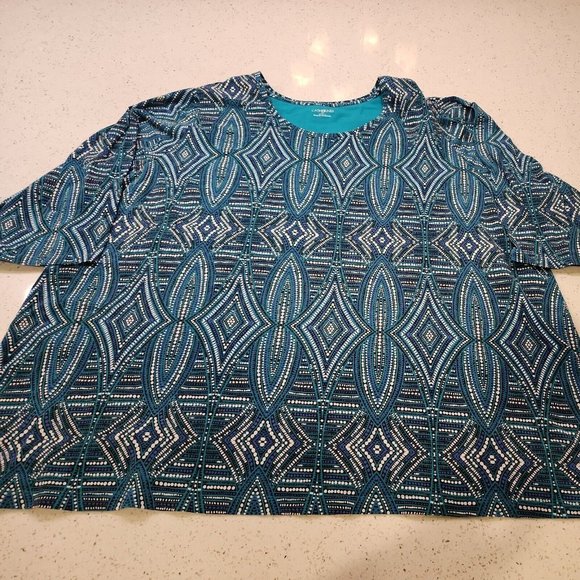 Catherines Tops - catherines 3x Tunic Shirt Top 3/4 Sleeve Blue Soft Stretchy